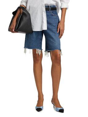 FRAME The Leisure Frayed Denim Shorts in Nostalgia
